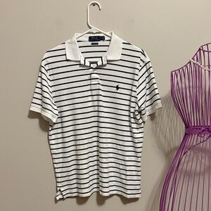 Polo by Ralph Lauren White Polo Shirt with Navy Stripes